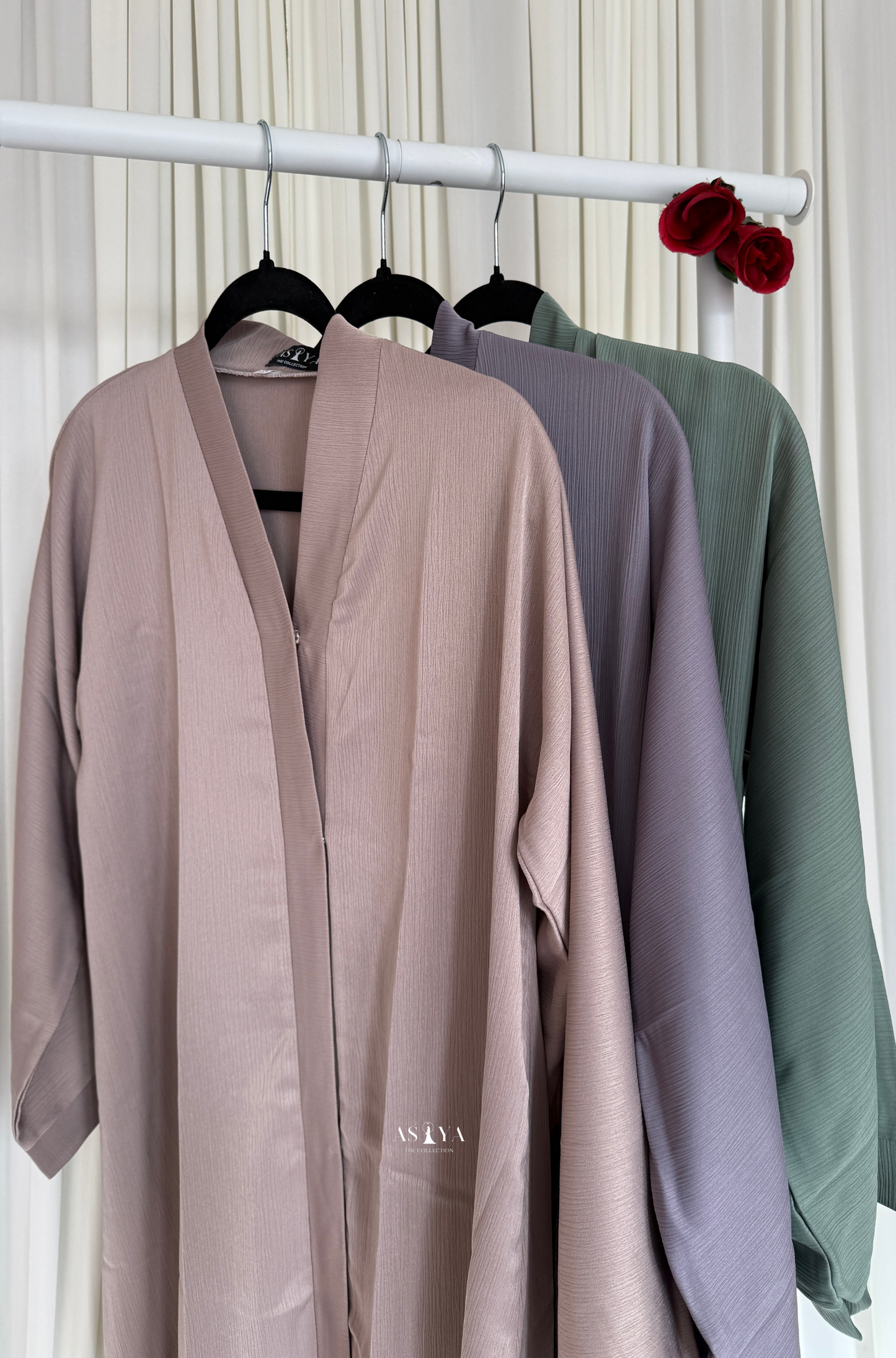 EVERYDAY Straight Textured Button Down Abaya in Mint Green