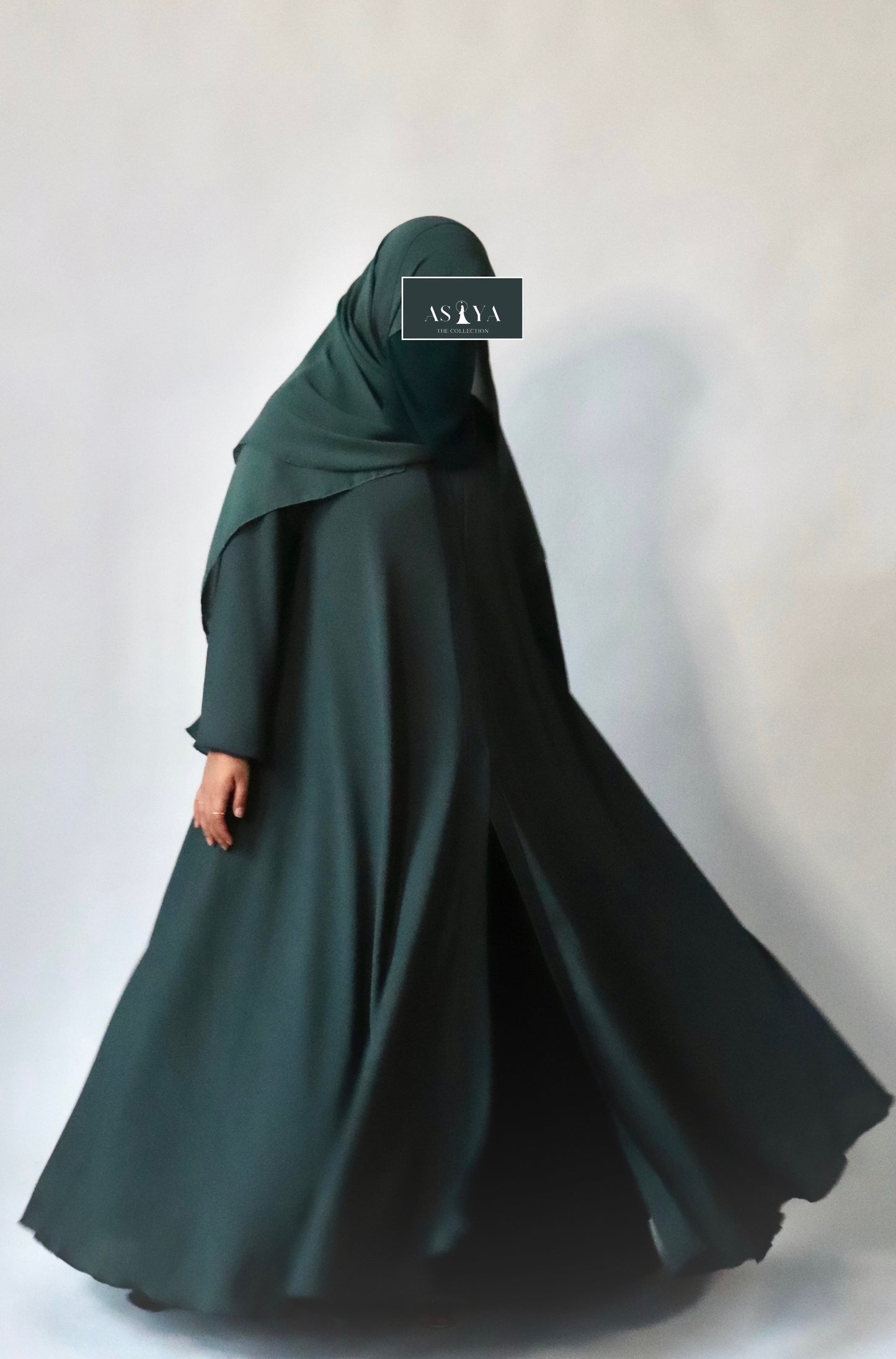 EVENING Flowy Textured Button Down Abaya in Dark Teal