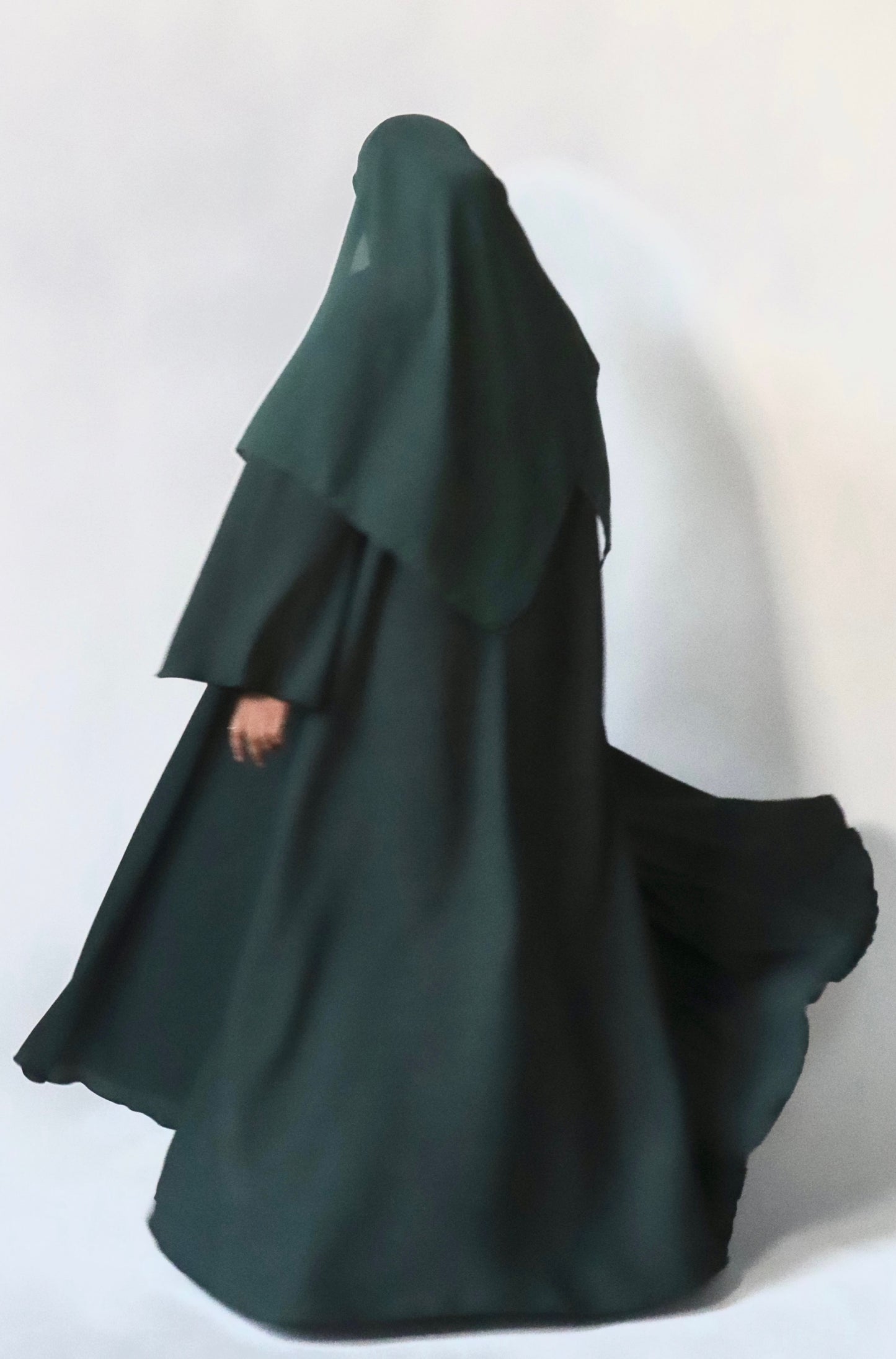 EVENING Flowy Textured Button Down Abaya in Dark Teal