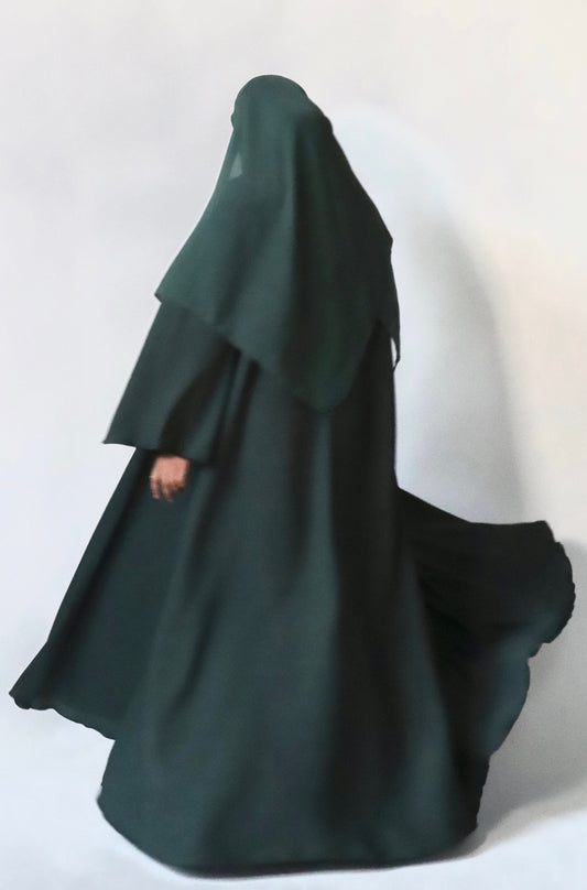 EVENING Flowy Textured Button Down Abaya in Dark Teal