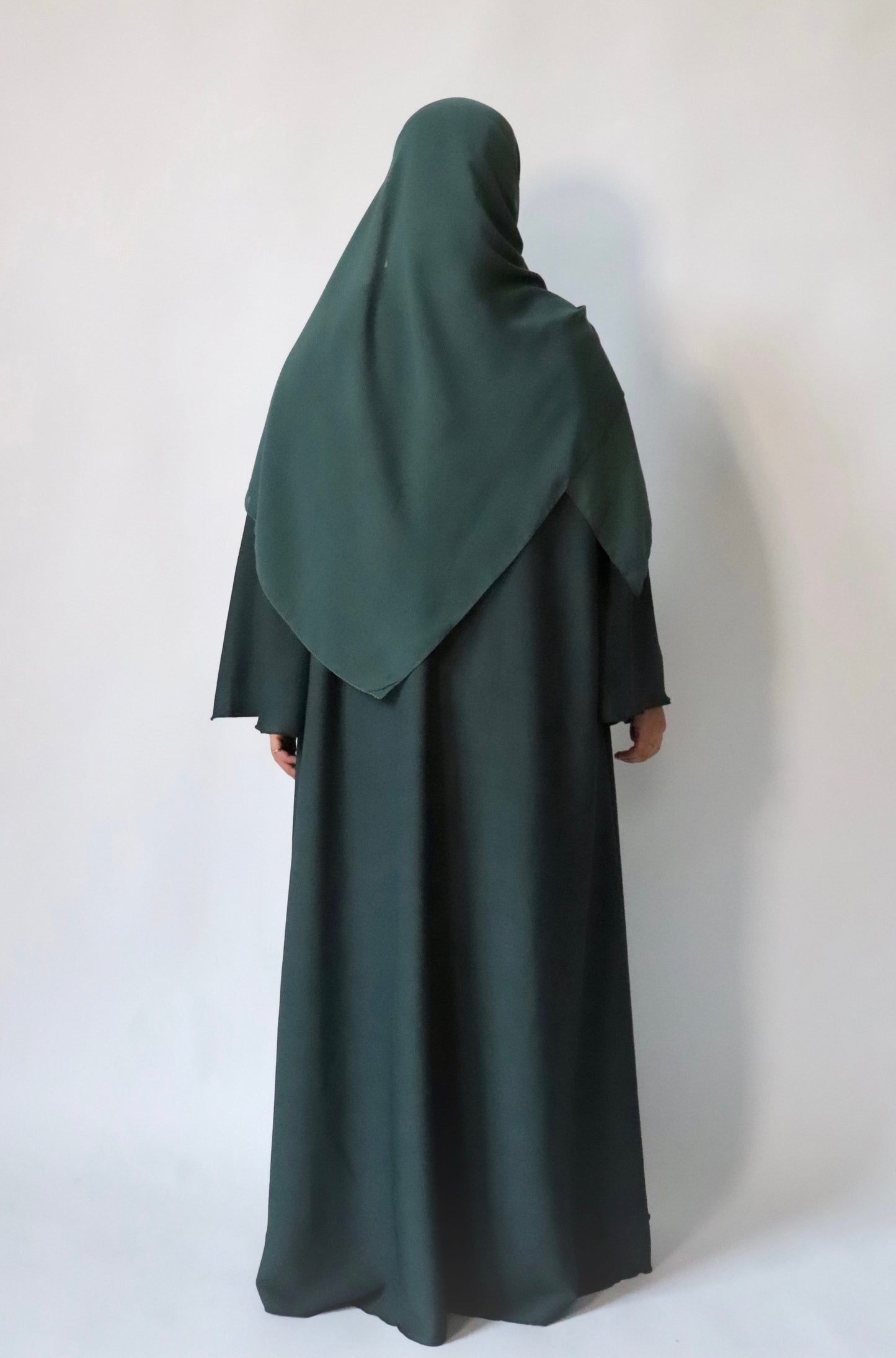 EVENING Flowy Textured Button Down Abaya in Dark Teal