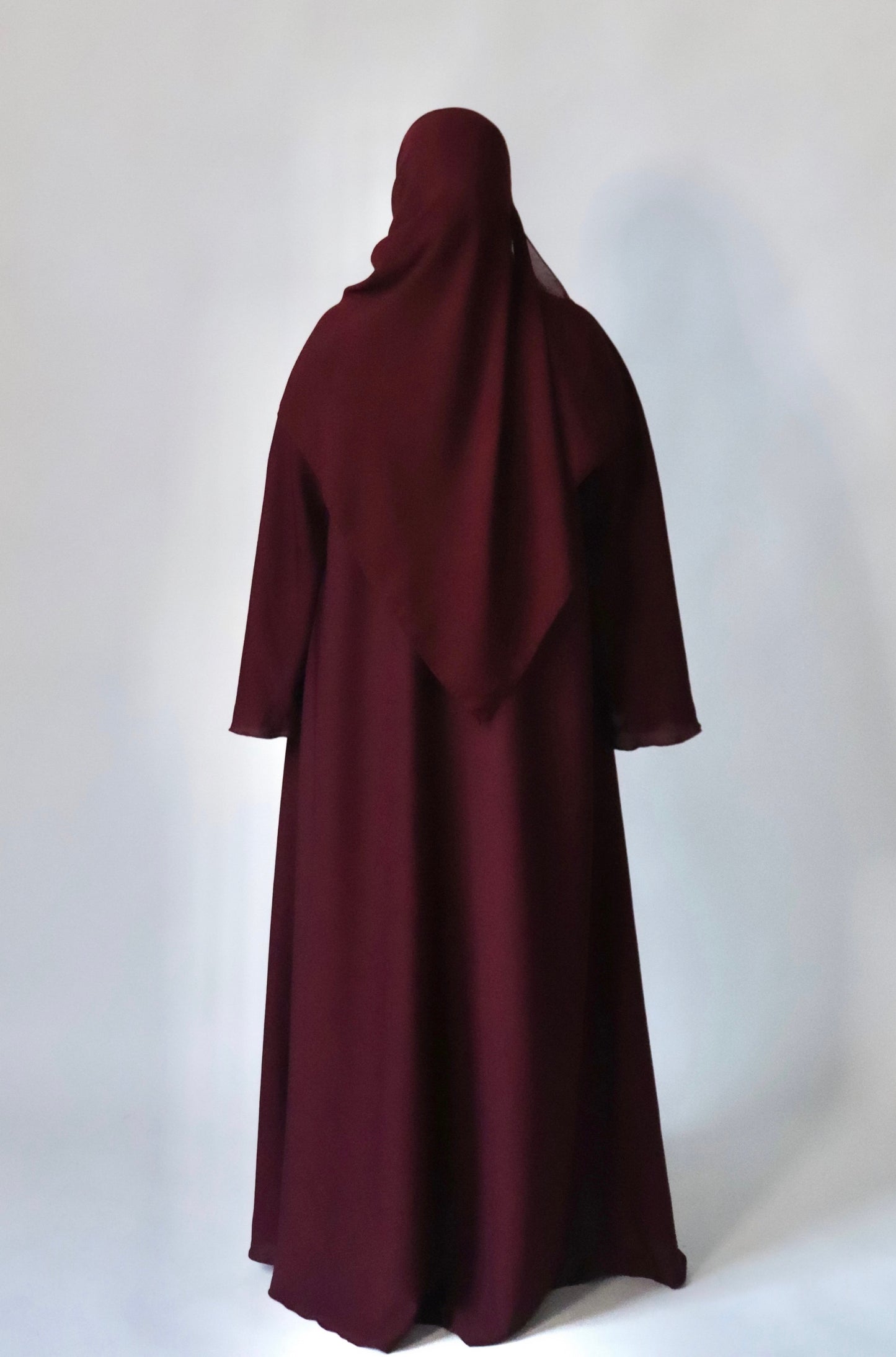 EVENING Flowy Textured Button Down Abaya in Maroon