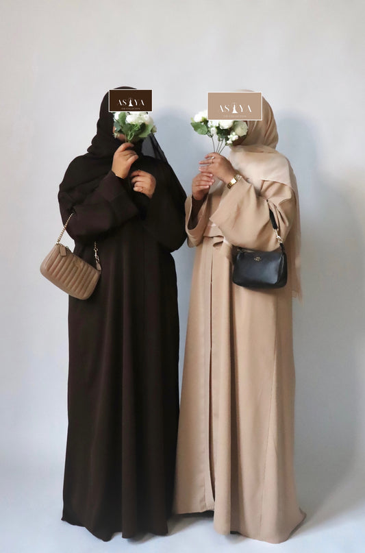 EVERYDAY Straight Textured Button Down Abaya in Tan