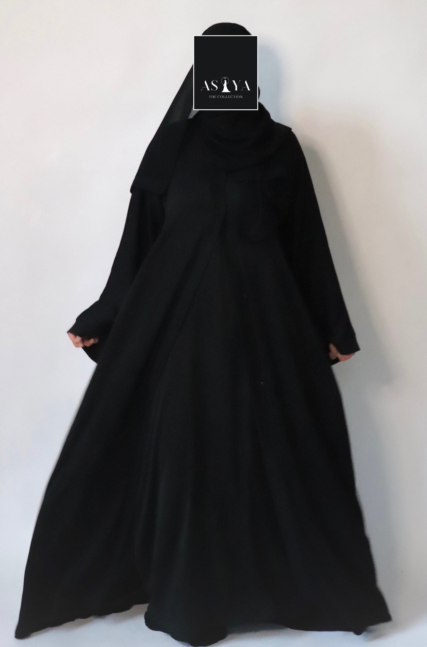 EVERYDAY Straight Textured Button Down Abaya in Black