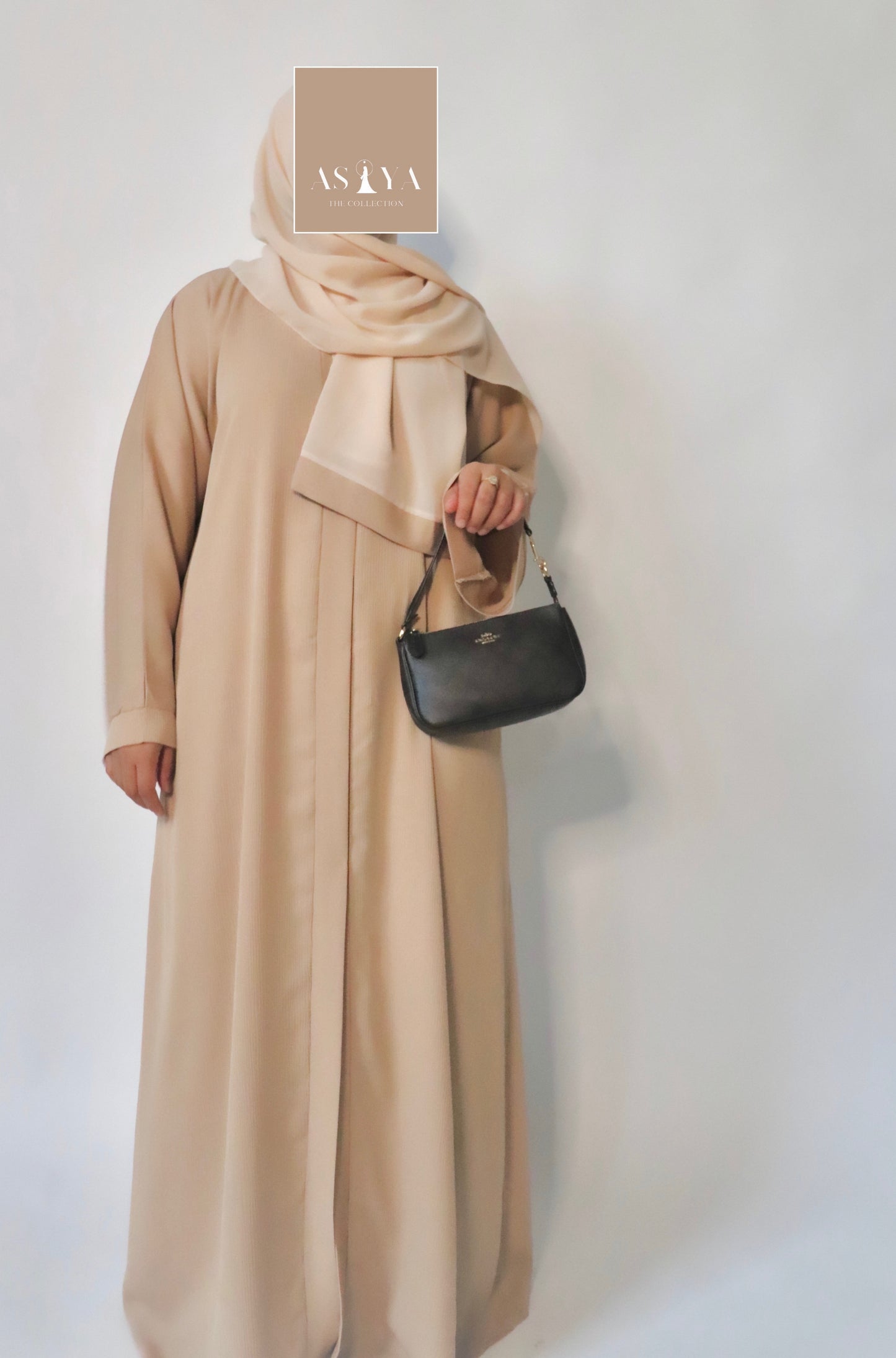 EVERYDAY Straight Textured Button Down Abaya in Tan