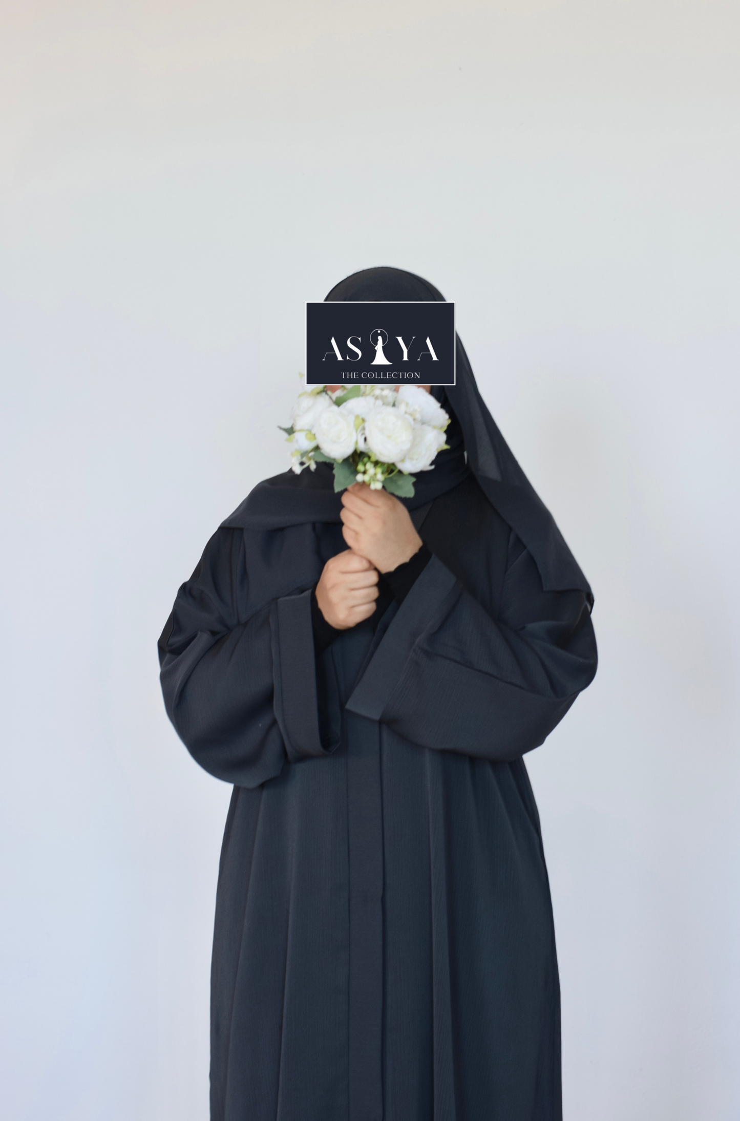 EVERYDAY Straight Textured Button Down Abaya in Dark Slate