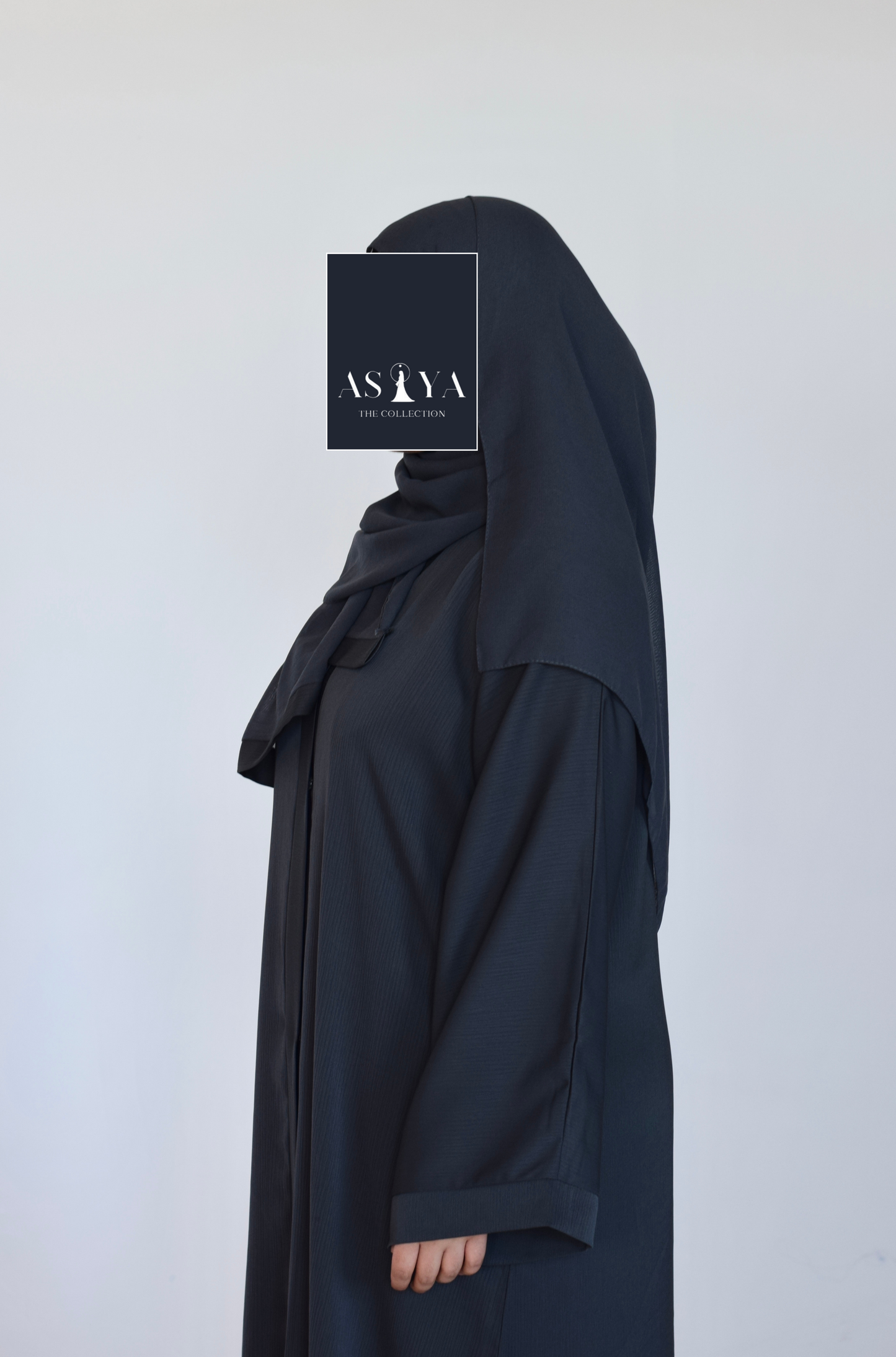 EVERYDAY Straight Textured Button Down Abaya in Dark Slate