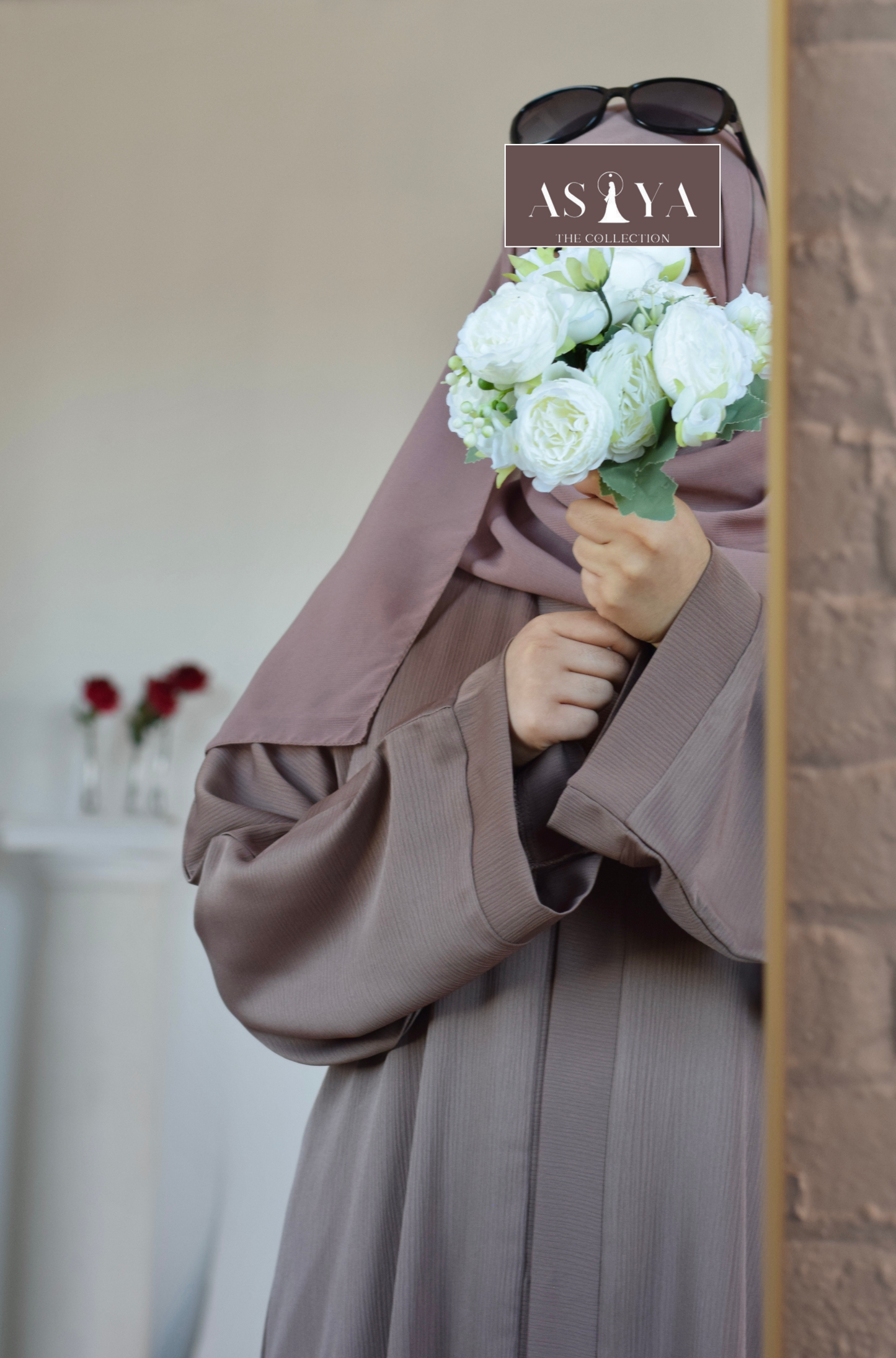 EVERYDAY Straight Textured Button Down Abaya in Coffee Brown