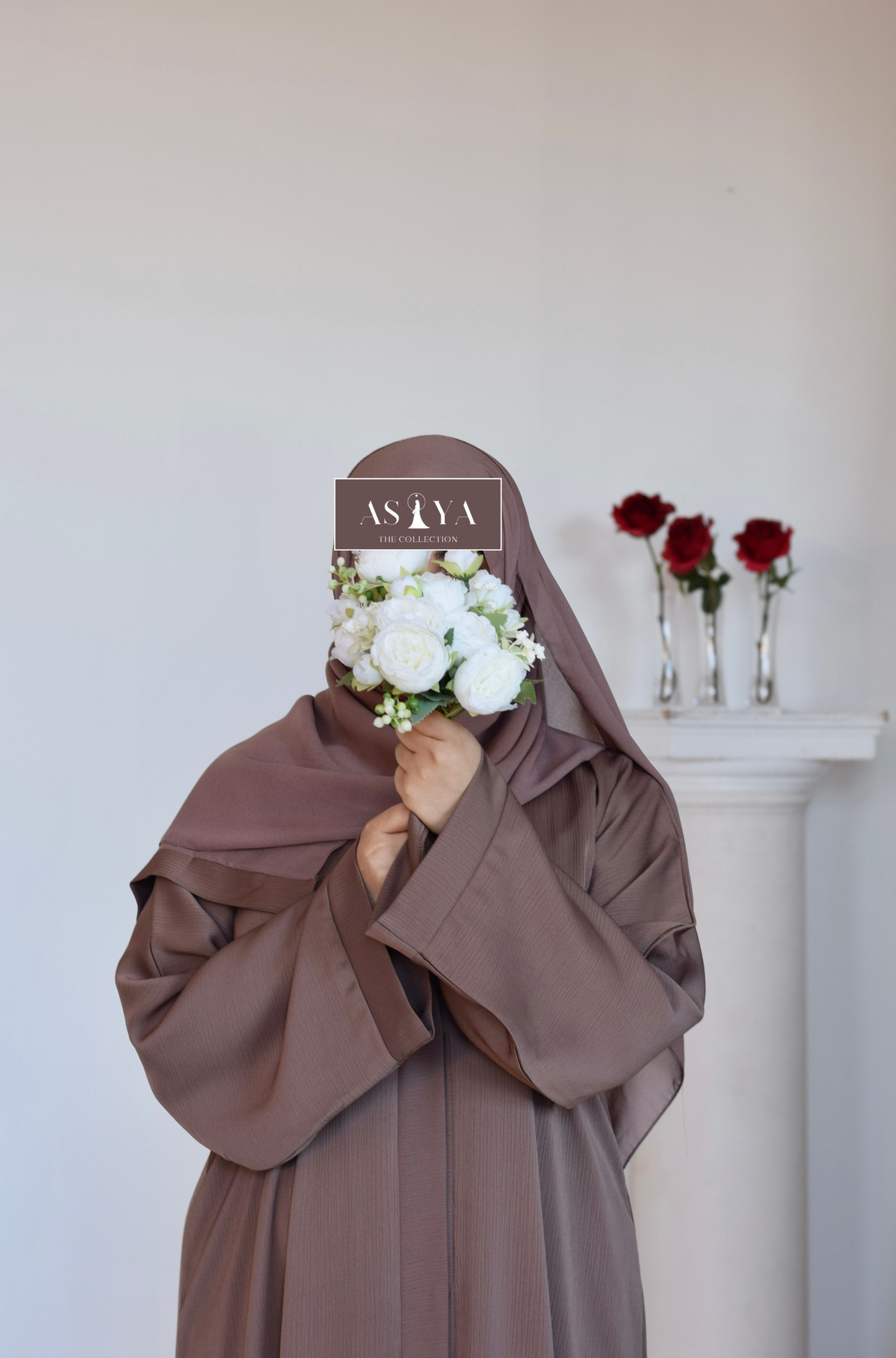 EVERYDAY Straight Textured Button Down Abaya in Coffee Brown