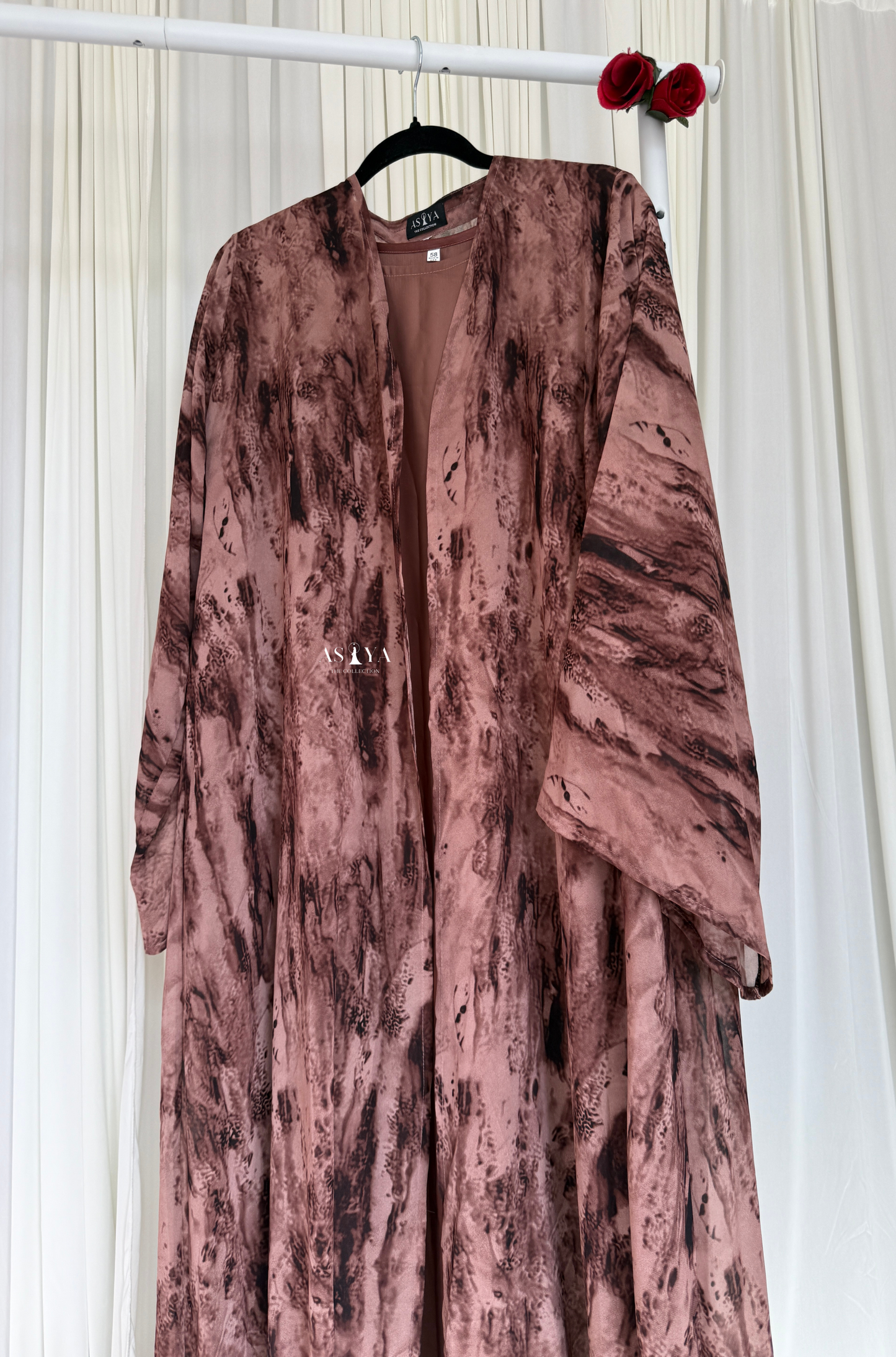 EVERYDAY Printed Chiffon Two Piece Open Abaya in Cinnamon Roll