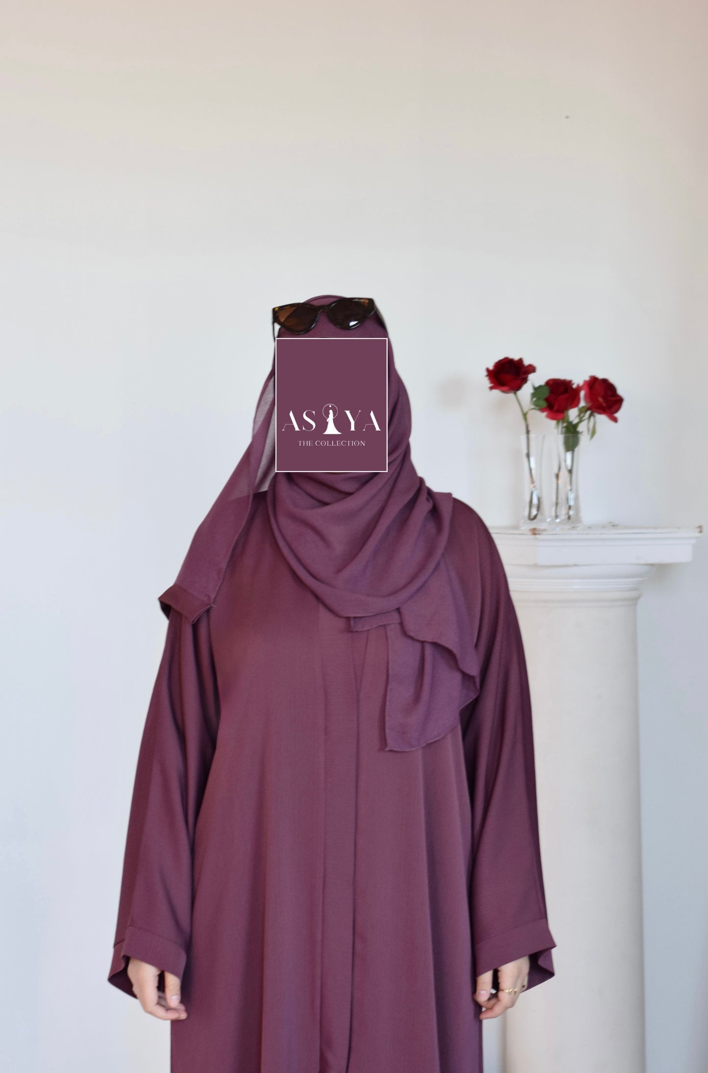 EVERYDAY Straight Textured Button Down Abaya in Berry