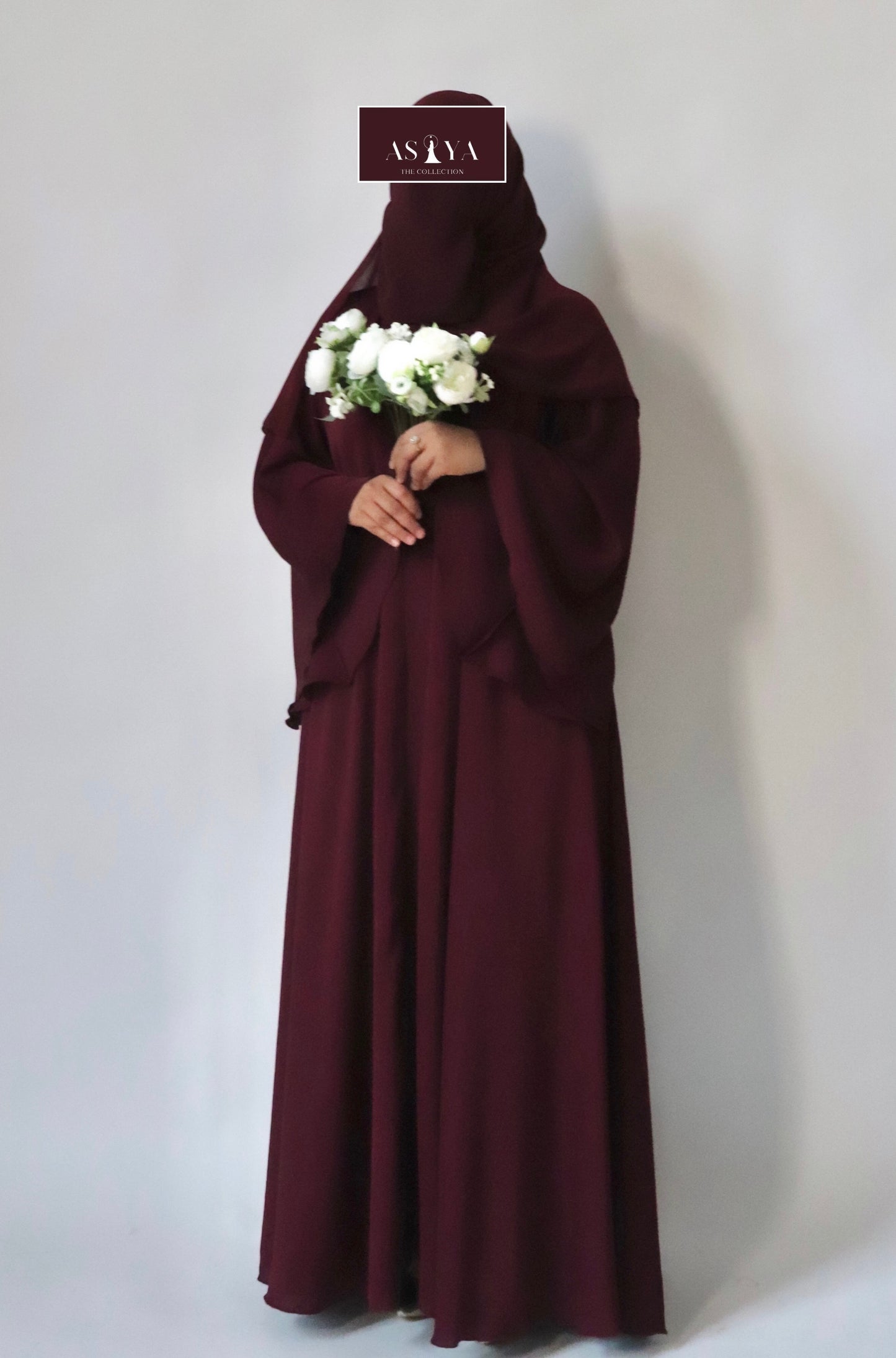 EVENING Flowy Textured Button Down Abaya in Maroon