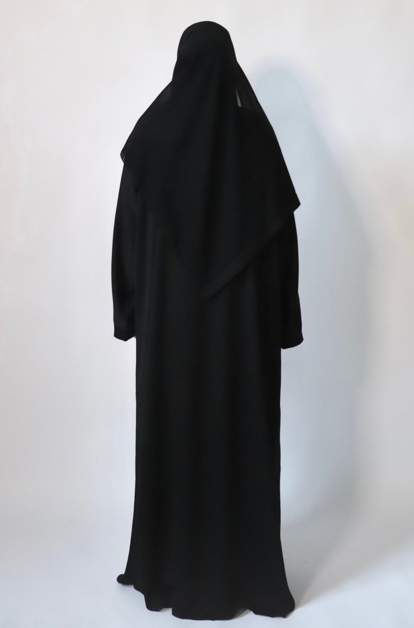 EVERYDAY Straight Textured Button Down Abaya in Black