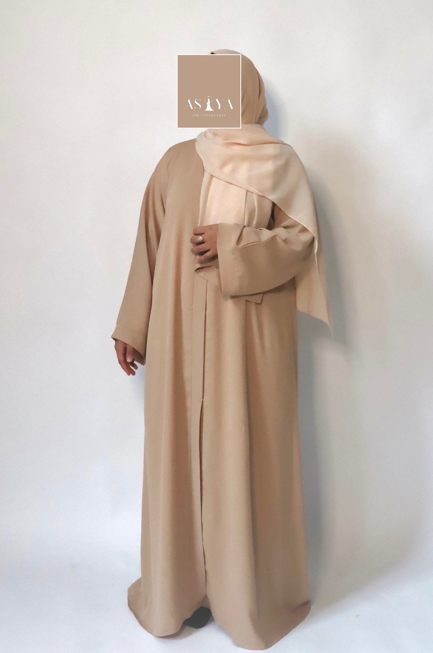 EVERYDAY Straight Textured Button Down Abaya in Tan