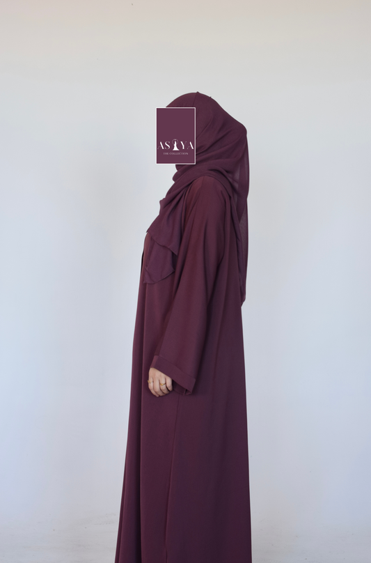 EVERYDAY Straight Textured Button Down Abaya in Berry