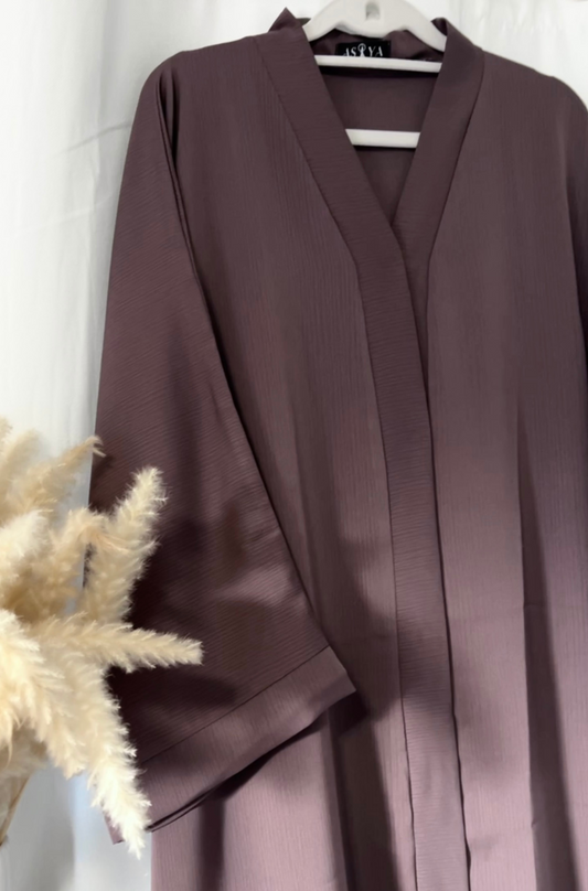 EVERYDAY Straight Textured Button Down Abaya in Brown Mauve