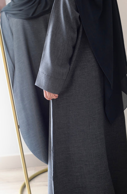 EVERYDAY Linen Closed Abaya in Dark Gray